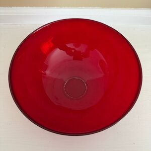 Vintage Red Glass Serving Bowl | Translucent Ruby Glass | Minimalist Modern